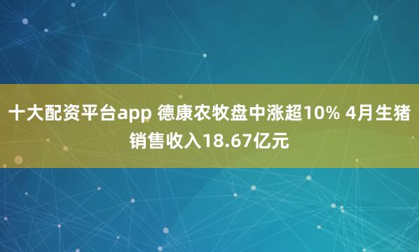 十大配资平台app 德康农牧盘中涨超10% 4月生猪销售收入18.67亿元